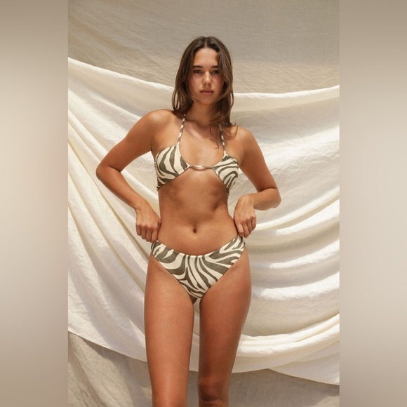 Stone Fox Swim Roca Bikini Bottom in Earth Zebra Print - Picture 5 of 11